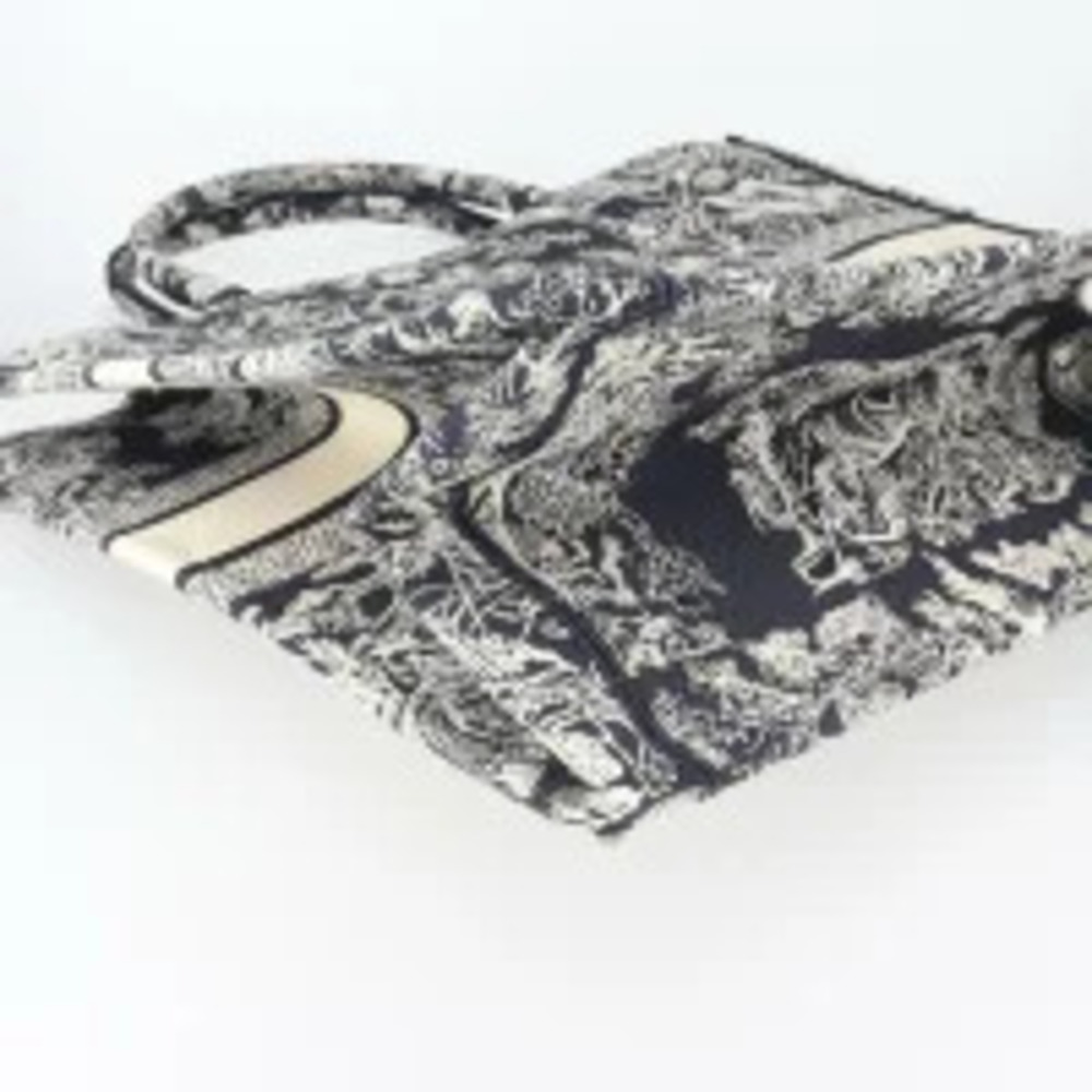 Christian Dior Book Tote Dark Navy Blue Ivory White Bag h - Picture 7 of 13